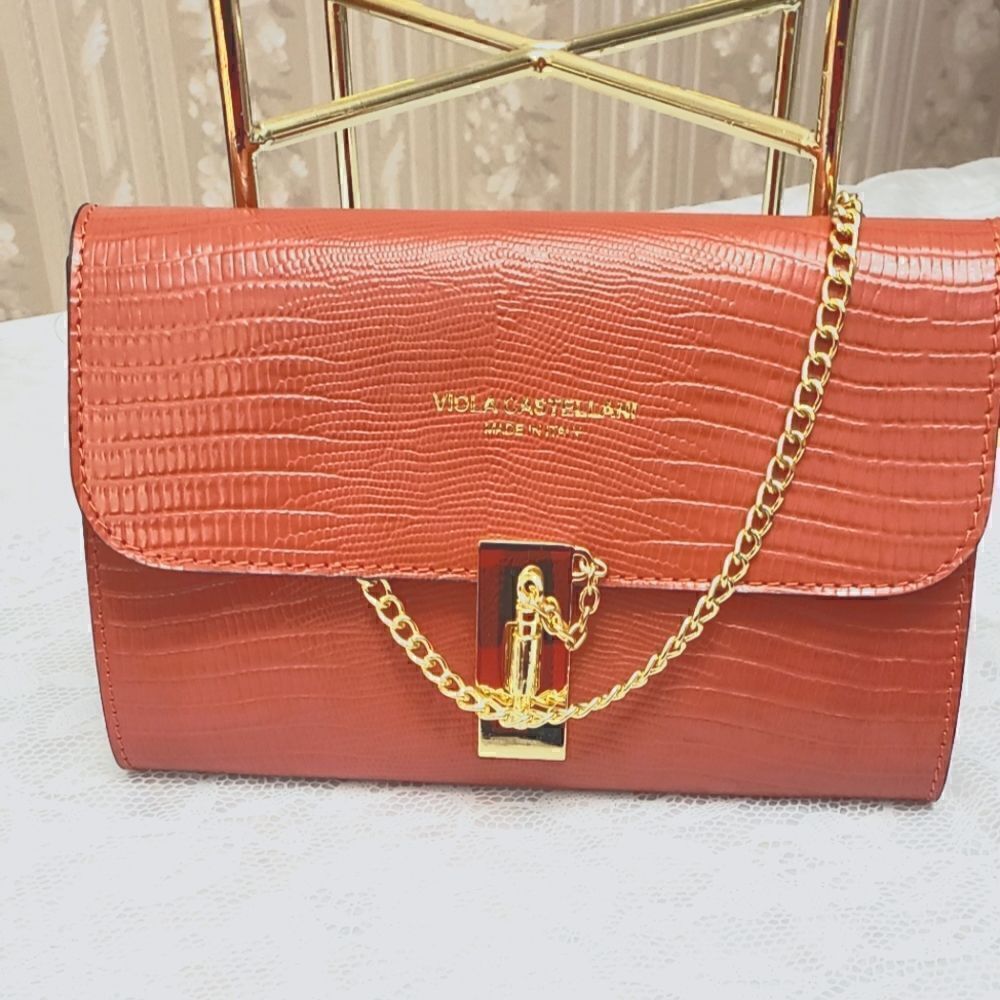 Viola Castellani Chain Crossbody Leather Bag NWT